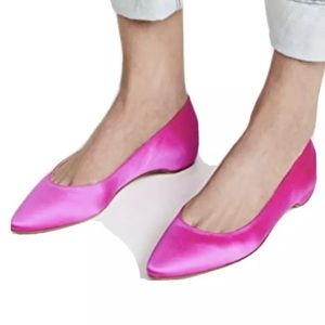 STUART WEITZMAN JULIE SATIN FUCHSIA HOT PINK FLATS SIZE 9 NEW $ 450